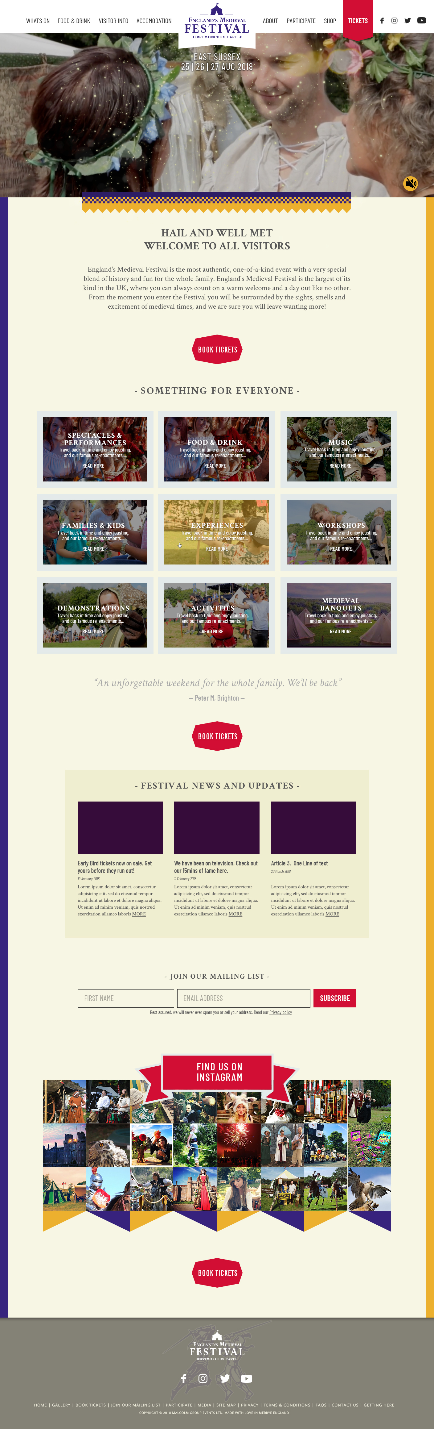 English Medieval Festival : Re-Branding & Website design